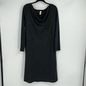 Chalet Charcoal Grey Draped Neck Long Sleeve Knit Dress Size Medium